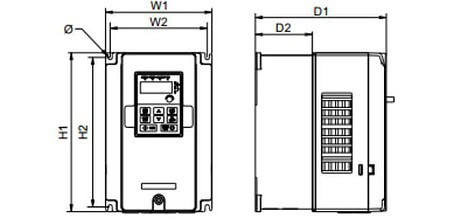 Bản vẽ kích thước biến tần GD20, 4-37kw