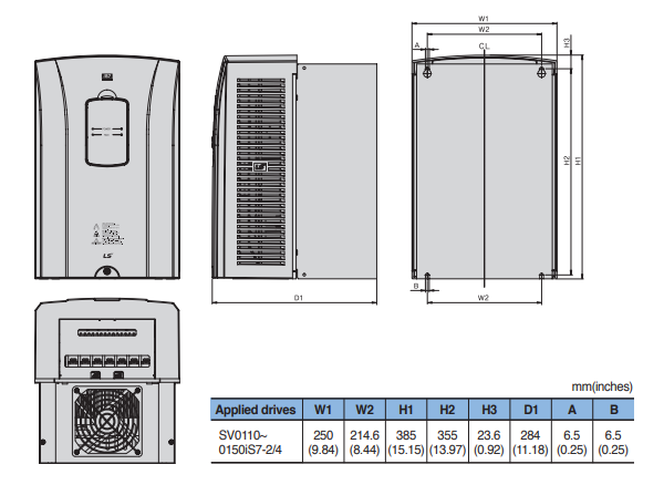 Kích thước biến tần LS SV0110IS7-4NOFD