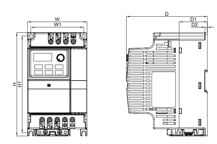 Kích thước biến tần VFD-EL
