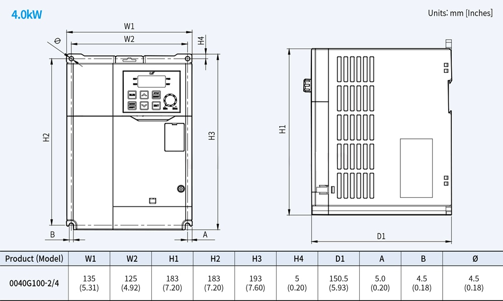 Kích thước LSLV0040G100-2EONN