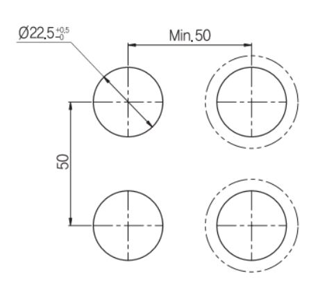 kích thước lỗ khoét MR series