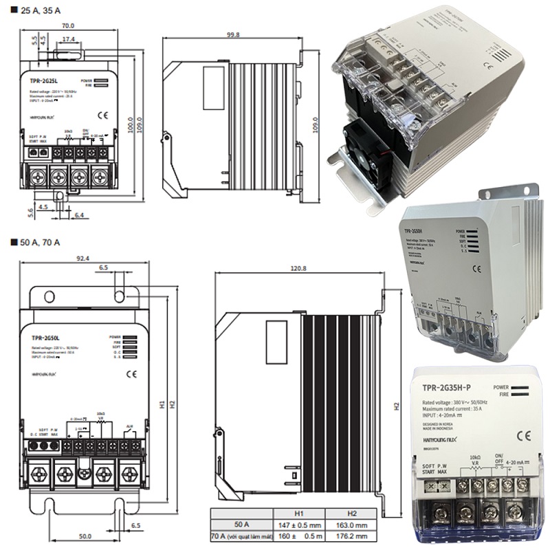 kích thước TPR-2G