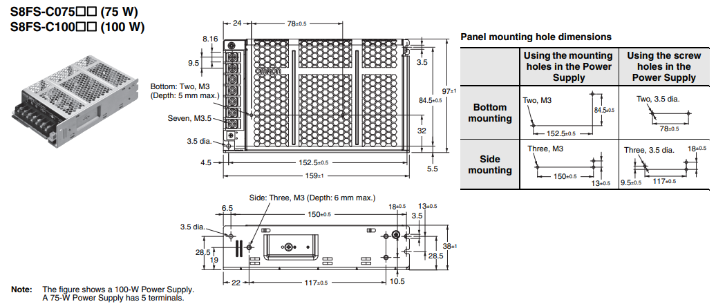 Kích thước của S8FS-C07524J