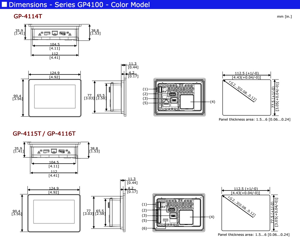Kích thước HMI Proface PFXGP4115T1D